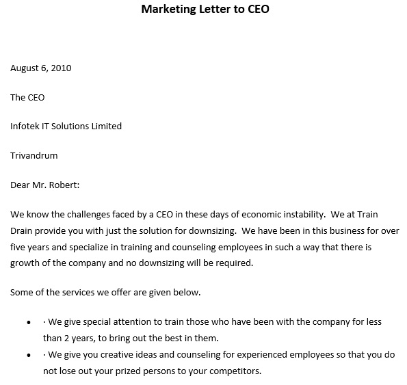marketing letter to ceo