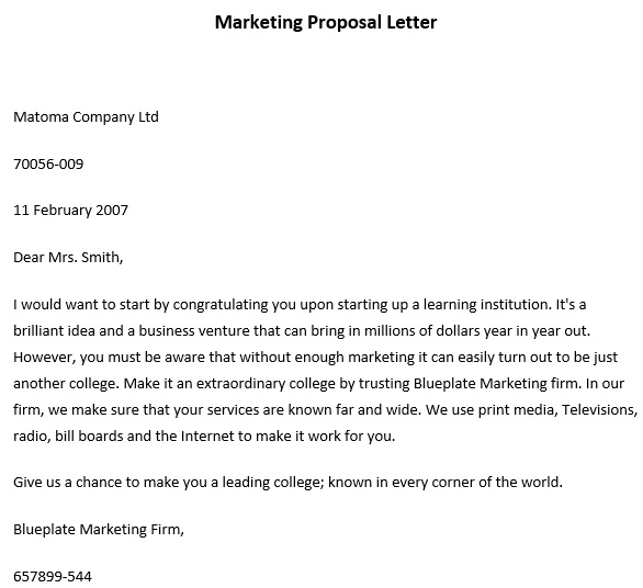 marketing proposal letter