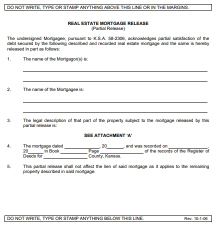 partial real estate mortgage release form