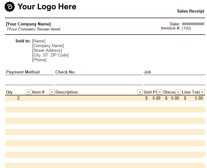 payment receipt template with Logo