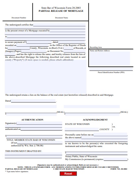 printable mortgage lien release form