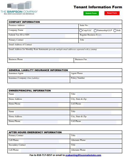 printable tenant information update form 1