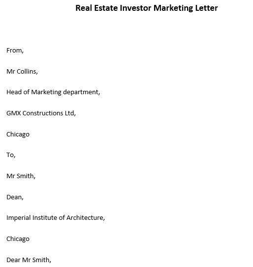 real estate investor marketing letter
