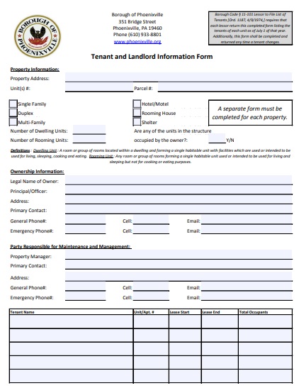 tenant and landlord information form