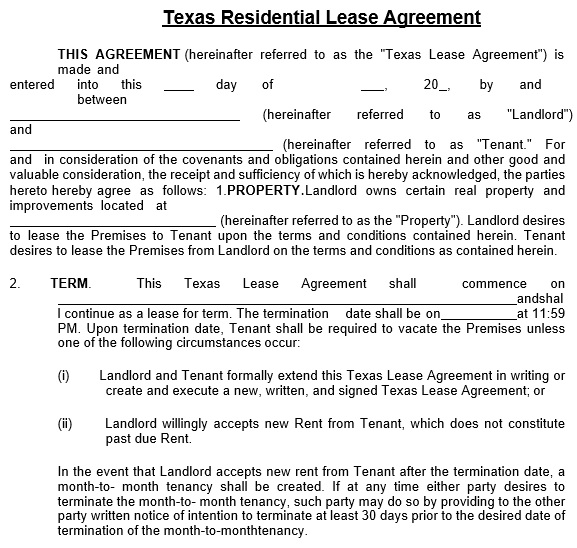 texas residential lease agreement
