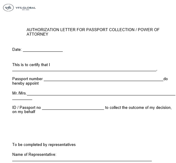 authorization letter for passport collection