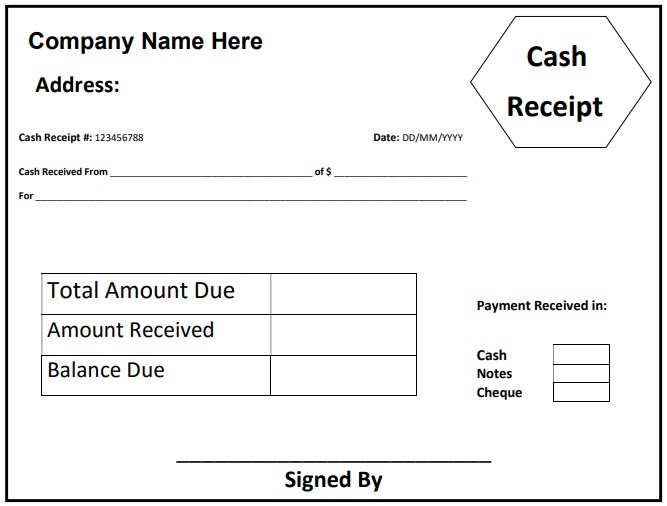 blank cash receipt template