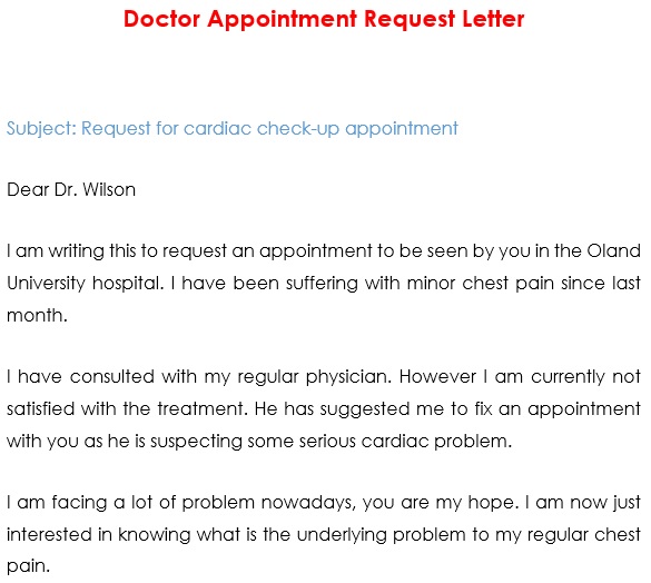 doctor appointment request letter