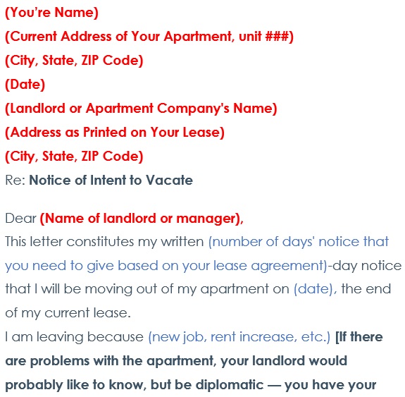notice to vacate letter template