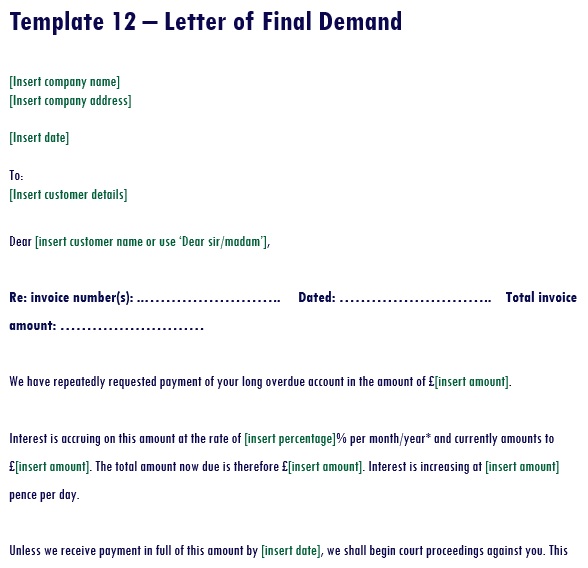 final demand letter for payment template