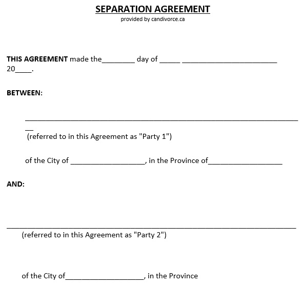 free printable marriage separation agreement