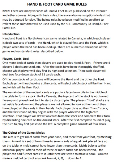 hand foot card game rules