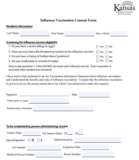 influenza vaccination consent form