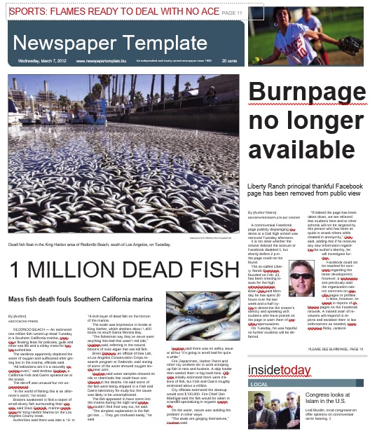 newspaper page template