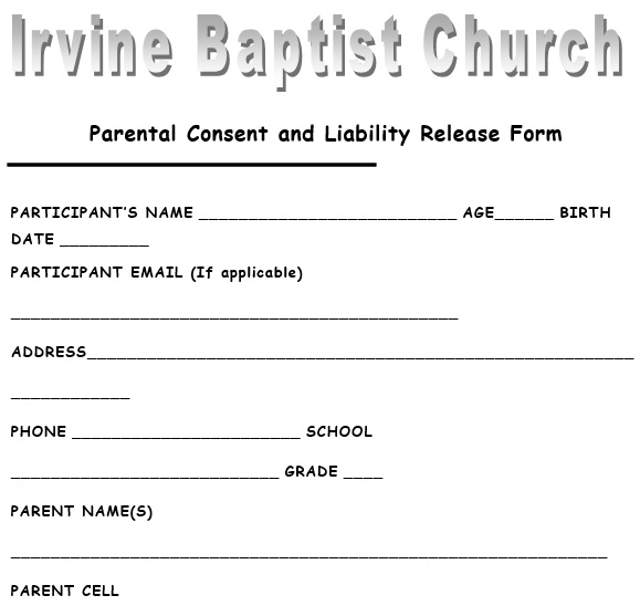 parental consent and liability release form
