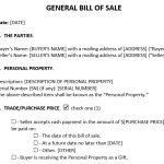 personal property bill of sale form template