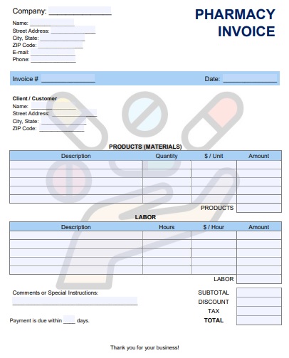 pharmacy invoice template