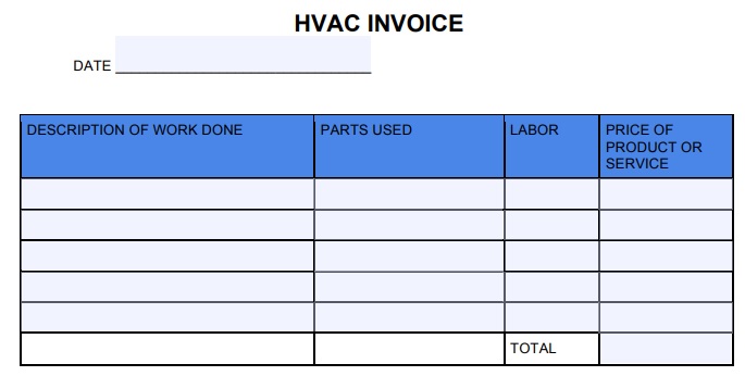 printable hvac invoice template 9