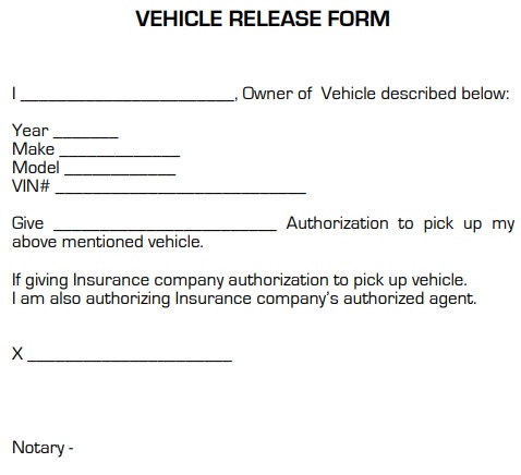 vehicle release form