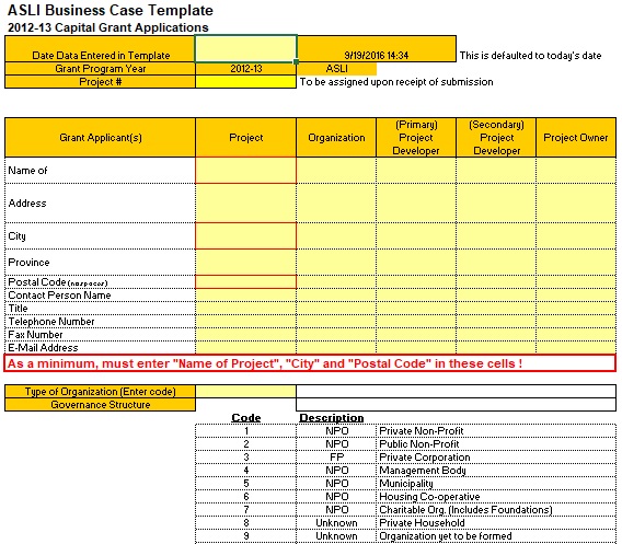 business case template excel