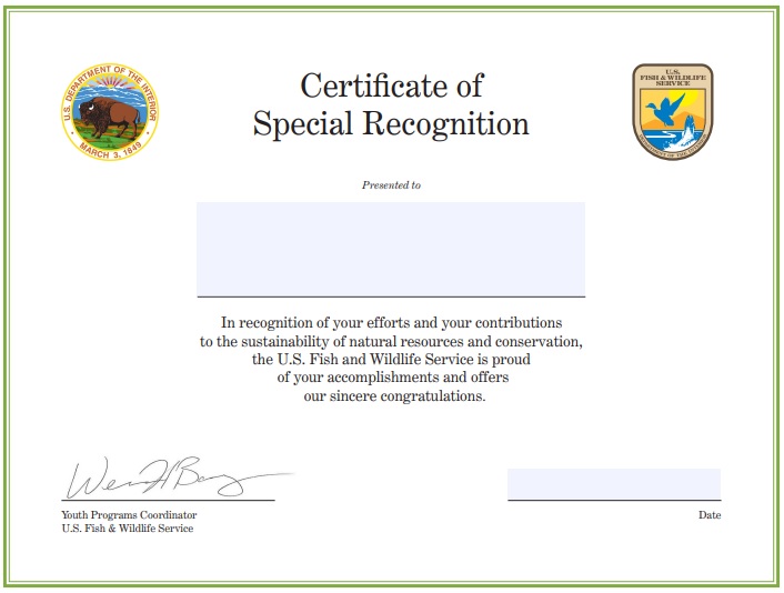 certificate of special recognition