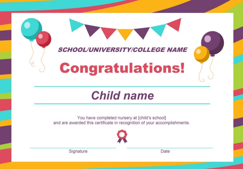 congratulation certificate template for school