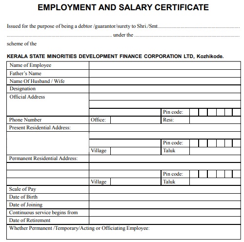 employment and salary certificate
