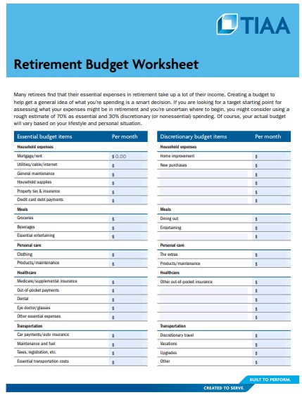 free retirement budget template