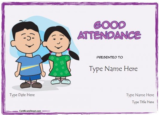 good attendance award template