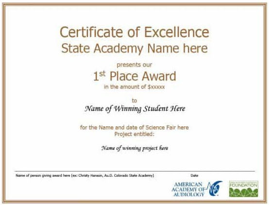 printable certificate of excellence template 1