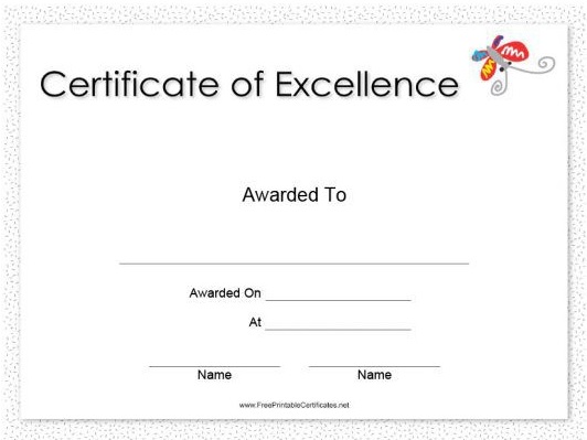 printable certificate of excellence template 4