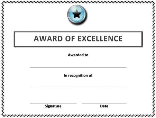 printable certificate of excellence template 6