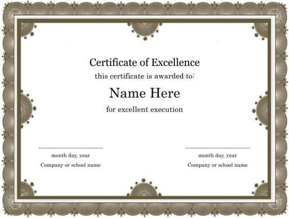 printable certificate of excellence template 8