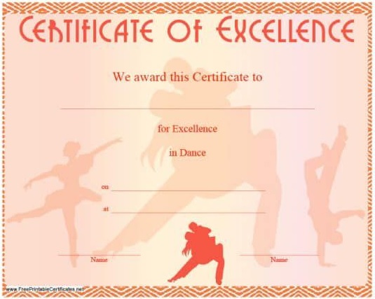 printable certificate of excellence template