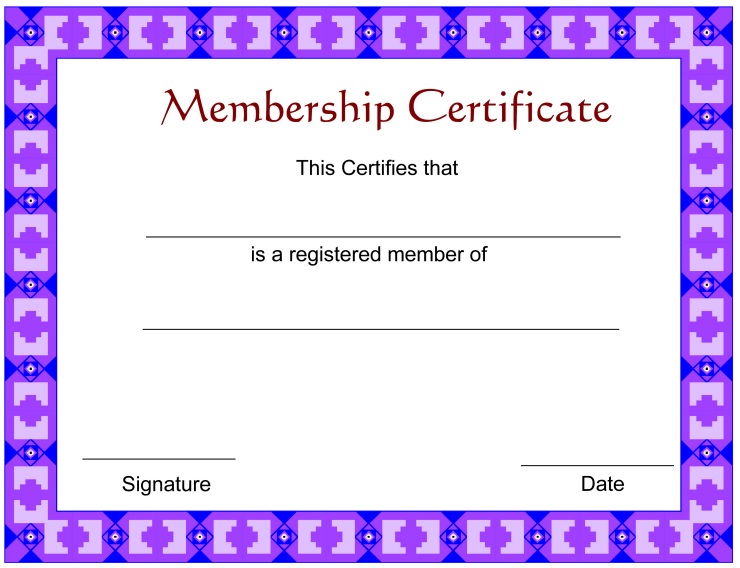 printable membership certificate template 4