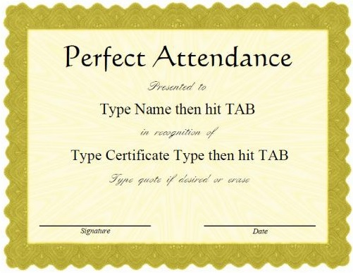 printable perfect attendance award template 10
