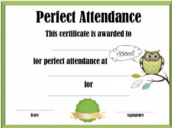 printable perfect attendance award template 11