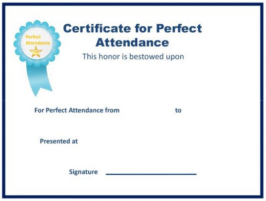 printable perfect attendance award template 14