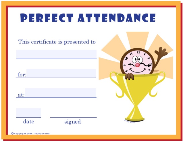 printable perfect attendance award template 15