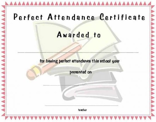 printable perfect attendance award template 7