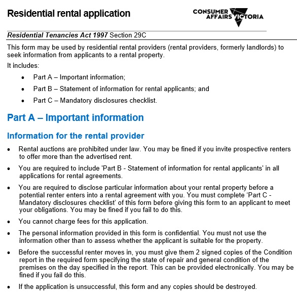 residential rental application