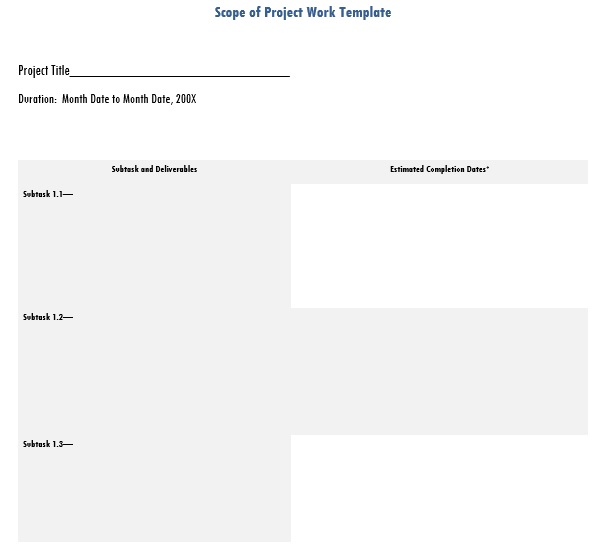 scope of work project template