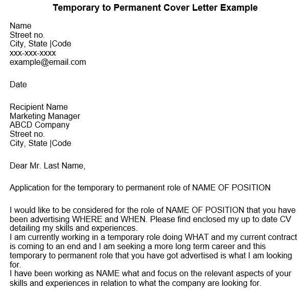 temporary to permanent cover letter example