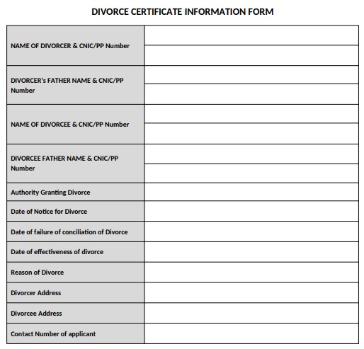 divorce certificate information form