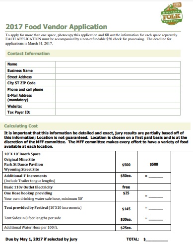 food vendor application form