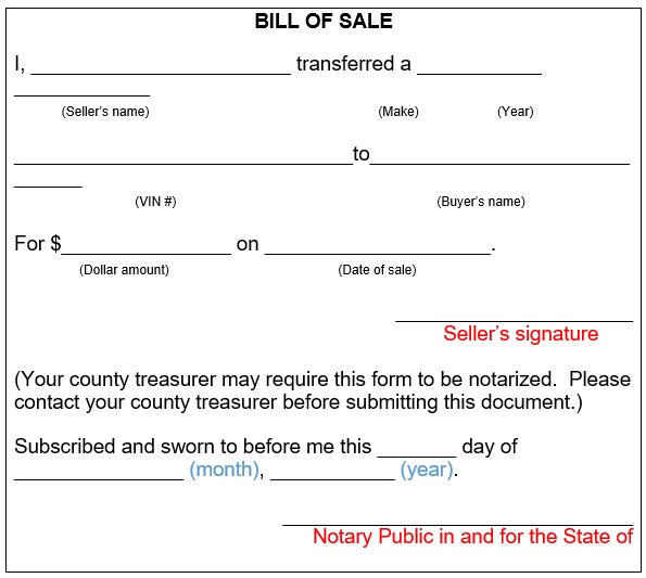 free car bill of sale form template