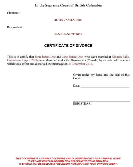 free divorce certificate template 2