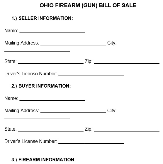 ohio firearm gun bill of sale form