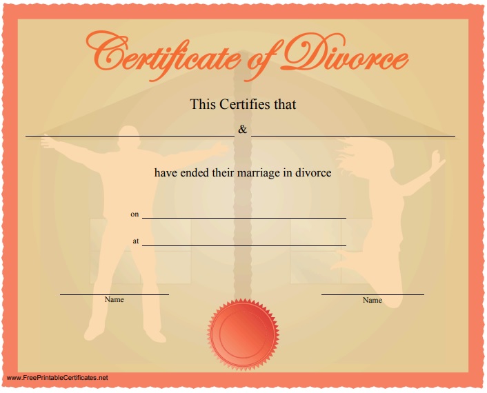 printable divorce certificate template