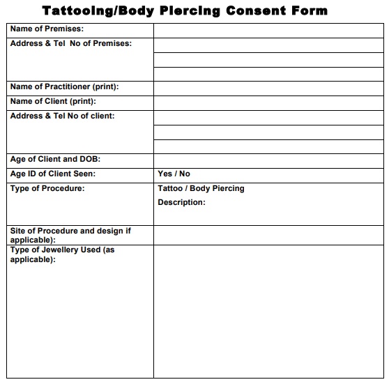 tattoo and body piercing consent form